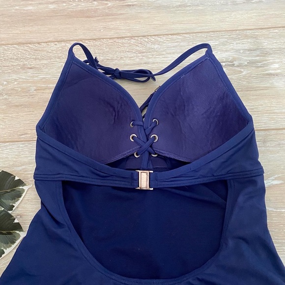 Navy Blue & Gold Niptuck Swim Brand One Piece Swimsuit - Picture 6 of 8